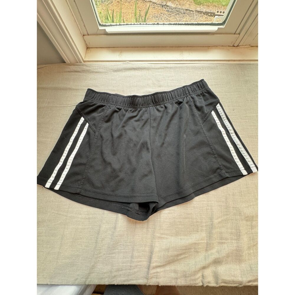 Champion Women's Large Black Athletic Shorts White Stripe 100% Polyester - Picture 1 of 7